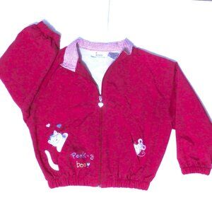 Jenni BY JENNIFER MOORE Girl's L (6/6X) Dark Pink Jacket, Cat & Mouse Details